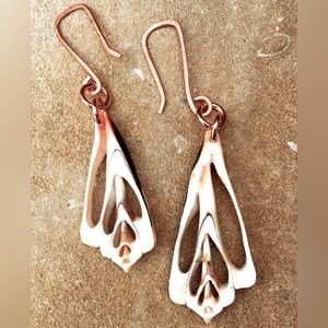 Vintage Shell Hand Forged Copper Earrings.